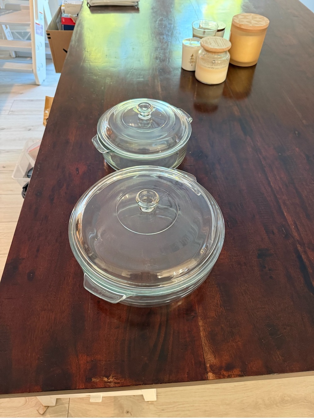 Clear Glass Round Casserole Dish with Lid - Home Kitchen